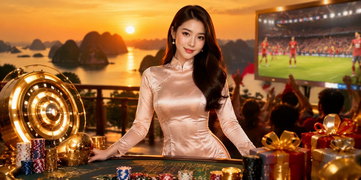 Ứng dụng casino bên vịnh Hạ Long với áo dài truyền thống